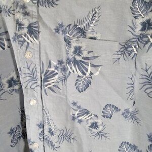 Mens Chaps Seacoast Wash Light Blue Floral Hawaiian Cotton blend Shirt XL